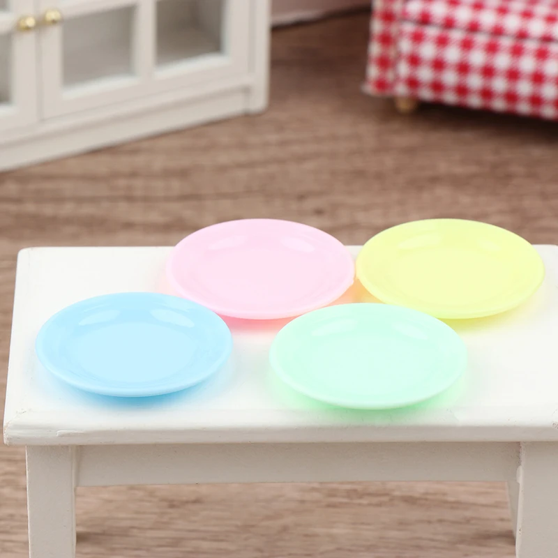 5Pcs Dollhouse Mini Food Plates Simulation Dining Plate Model Kitchen Accessories For Dolls House Decor Kids Pretend Play Toys