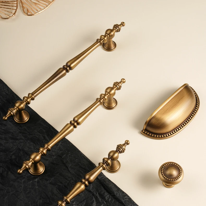 Antique brass crown cabinet handle product image 2