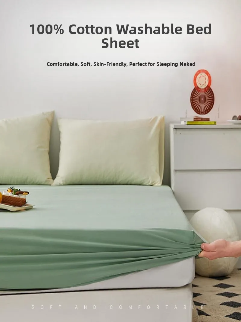 

Japanese Style Pure Color Bed Canopy Single Piece Mattress Cover Full Surrounding Protection Home Use Bedding Accessories