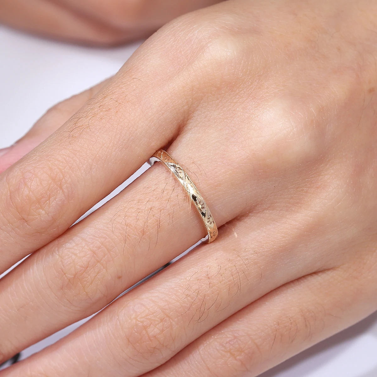 Provence 925 Sterling Silver Jewelry Milgrain Wedding Band Exquisite Engraving Yellow Gold Plated Band For Women Men view 6