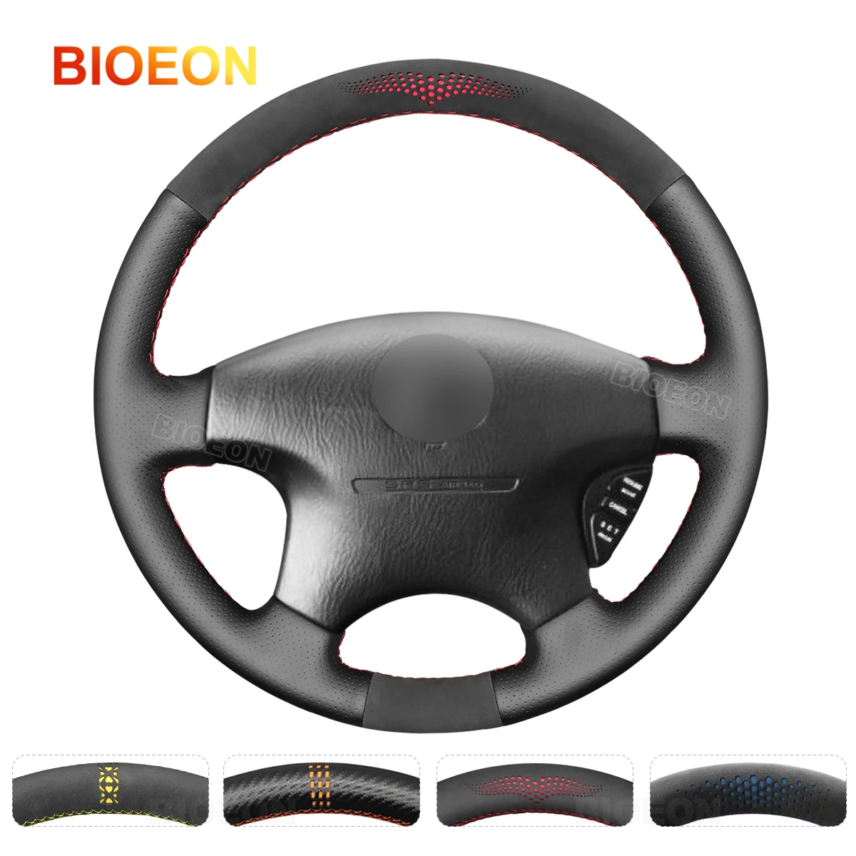 

BIOEON Black PU Artificial Leather Steering Wheel Cover Braid for Honda Civic CR-V CRV Prelude 1997 1998 1999 2000 2001 2002