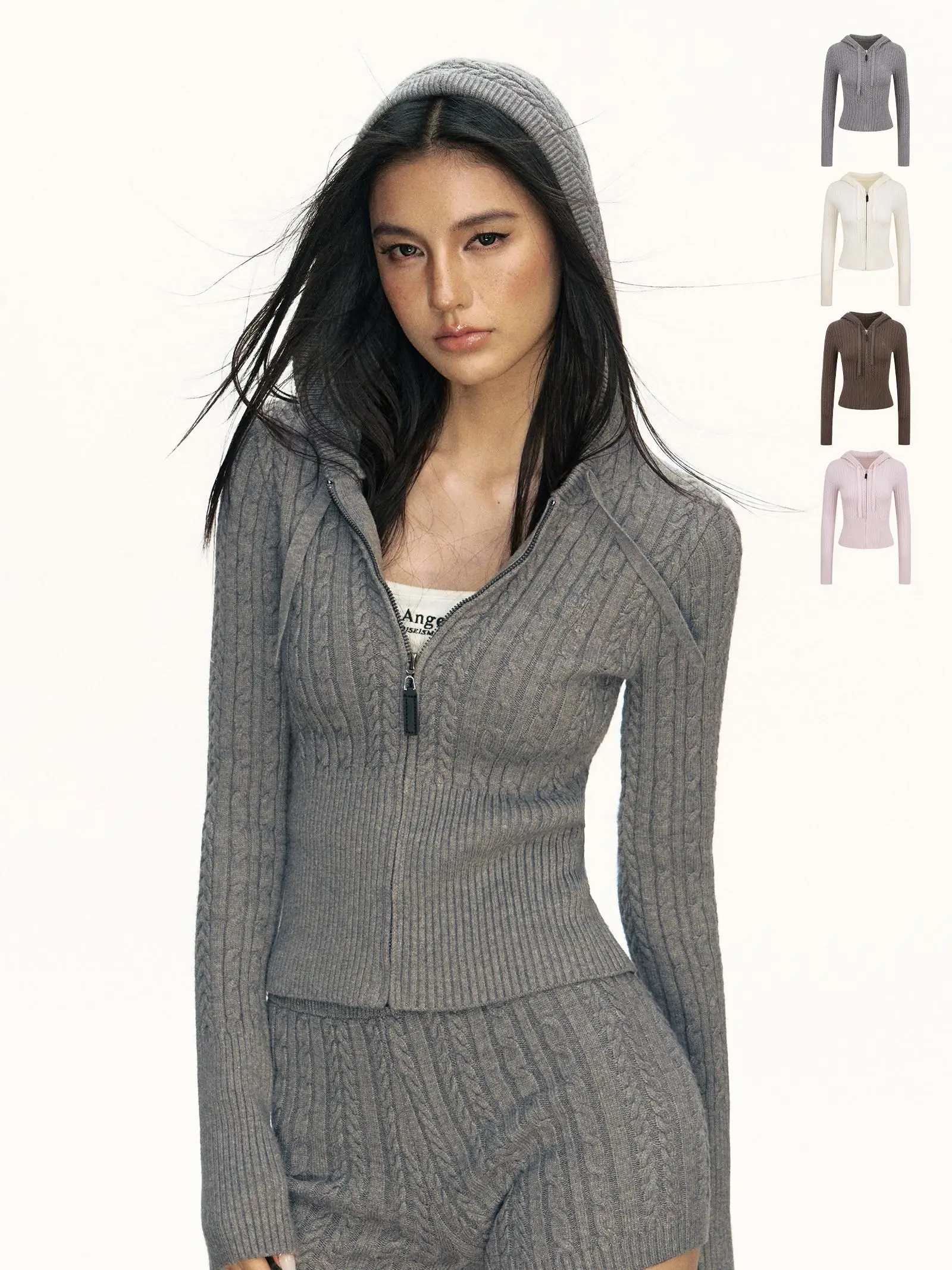 

Ariseism American Sle Retro Hooded Knitted Cardigan Women's Spring New Top Sweater Jaet Street Sle Slim Fit Long Sve
