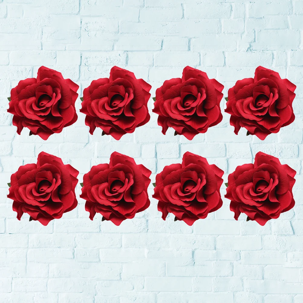 

8Pcs Rose Shaped Hair Clips Beautiful Simulation Flower Headdress for Women Wedding Engagement Anniversary Red
