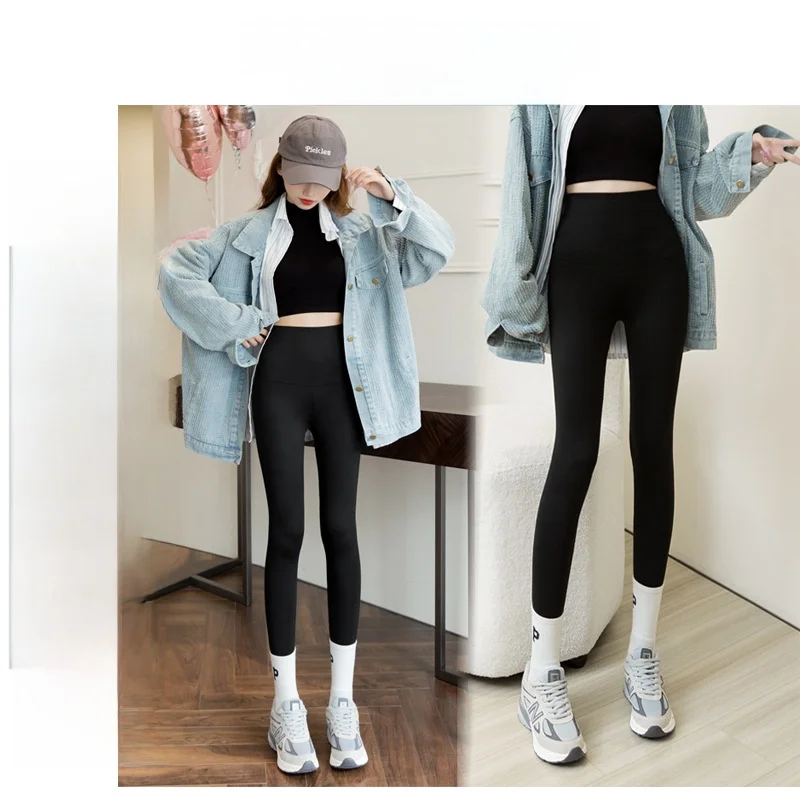 Spodnie do jogi Cloud Velvet Thiened damskie jesienno-zimowe z wysokim stanem, wyszczuplające, wzór skóry, kontrola brzucha, podnoszenie pośladków B...