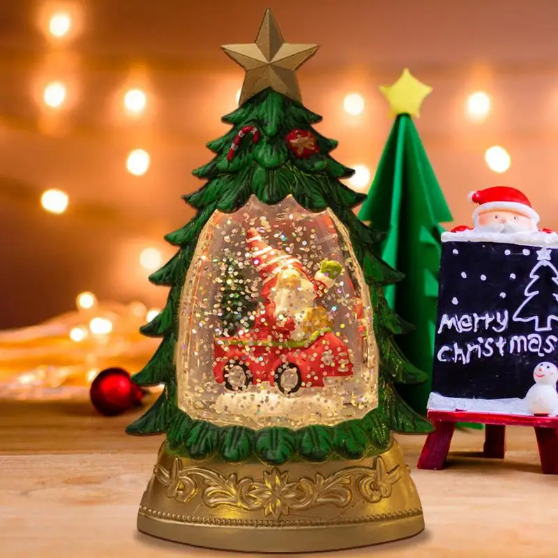 Christmas Scene Decorations Small Gifts Crafts Drifting Snow Globe Lantern Battery Operated Crystal Ball Children's Toys