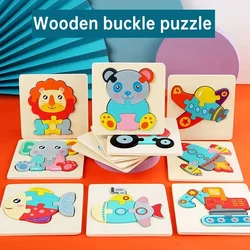 Baby Wooden Toys Cartoon 3D Jigsaw Puzzles for Kids Wooden Block Puzzle Early Educational Toys Cognitive Puzzle for Children