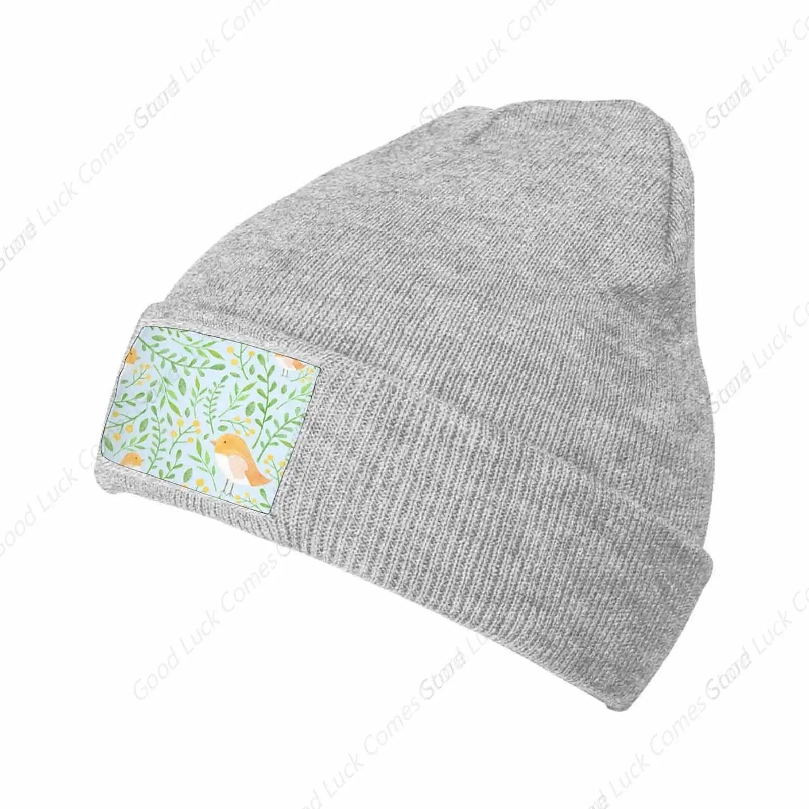 Warm Winter Hat and Stylish Knitted Beanie for Men and Women, Birds Texture Watercolor Minimalist Beanies Cap