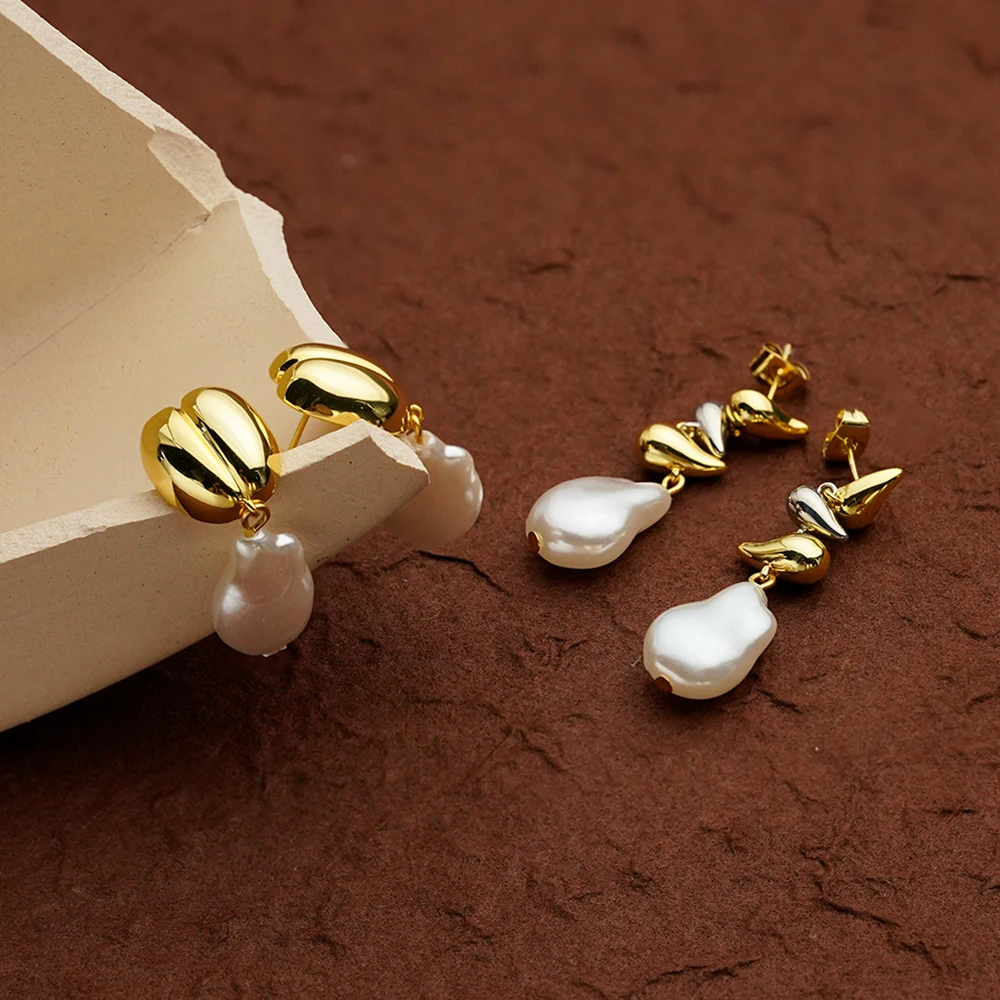 ENFASHION Aretes De Mujer Rain Drop Pearls Earrings For Women's Brass 18K Gold Plated Fashion delicate Dating Jewelry E241599