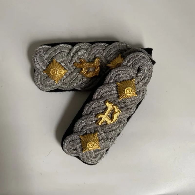 German Military Officer Bullion Epaulettes Gold Rank Insignia WW2 WWII Style Shoulder Boards for Uniform Reenactment Cos Prop