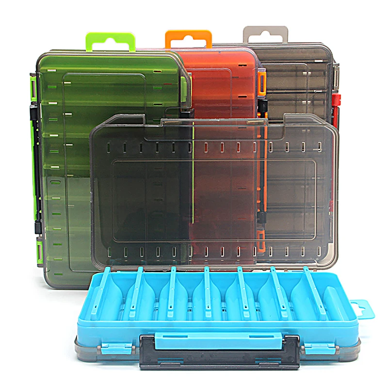 Fishing Tackle Box 14 Compartments Fishing Accessories Lure Hook Storage Case Double Sided Fishing Tool Organizer Boxes