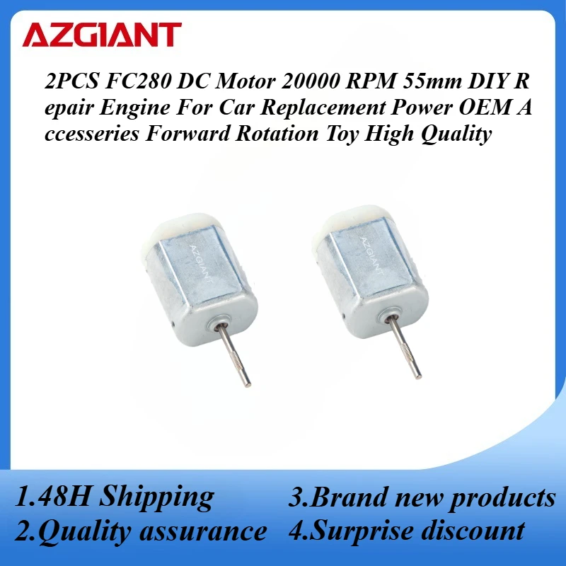 Motor de CC FC280, 20000 RPM, 55mm, Motor de reparación DIY para reemplazo de coche, accesorios OEM, juguete de rotación hacia adelante, alta calidad, 2 uds.