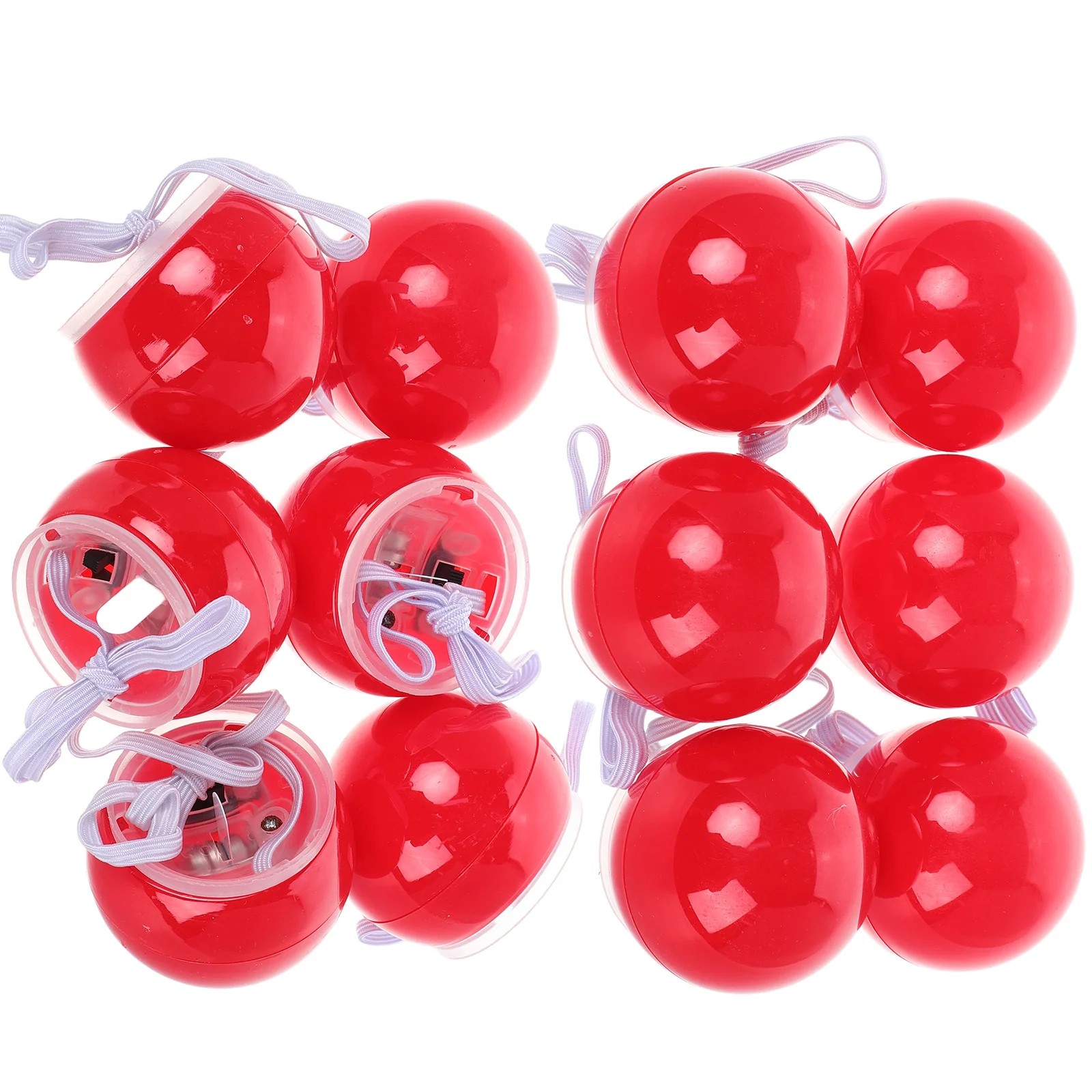 

12pcs Glowing Red Nose Clown Nose Dress-up Props Stage Props for Christmas Halloween Party Costume Balls Red