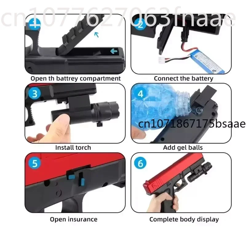 Mainan Pistol hitam gaya baru 4.0, Pistol simulasi peluru air, hadiah Natal, mainan Pistol percikan Gel elektrik