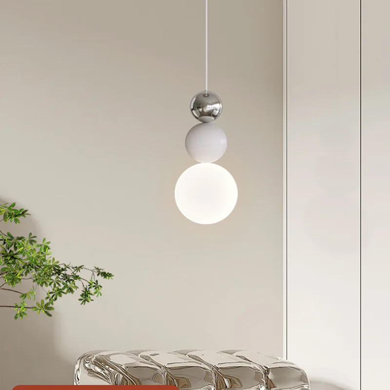 

Nordic Minimalism Pearl Ball Pendant Light Milk White Glass Led Hanging Lamps Bar Restaurant Bedroom Dining Room Chandeliers