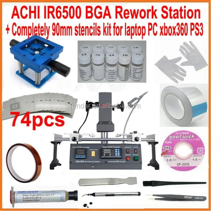 ACHI IR6500 dark IR rework motherboard reballing soldering station  74pcs 90mm bga stencils 20 gift