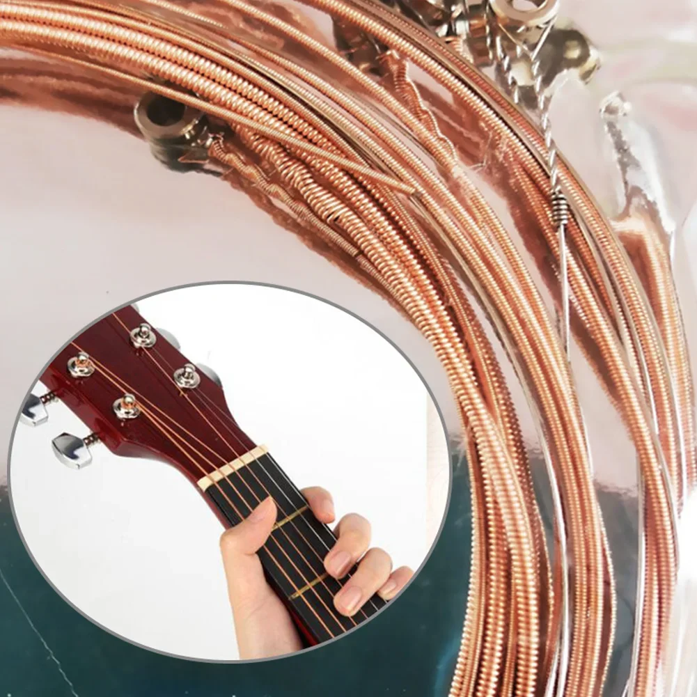 

Acoustic Guitar Strings Set Of 6 Copper 011-052in String Hold Tune Sound Guitar Parts Stringed Instrument Accessories