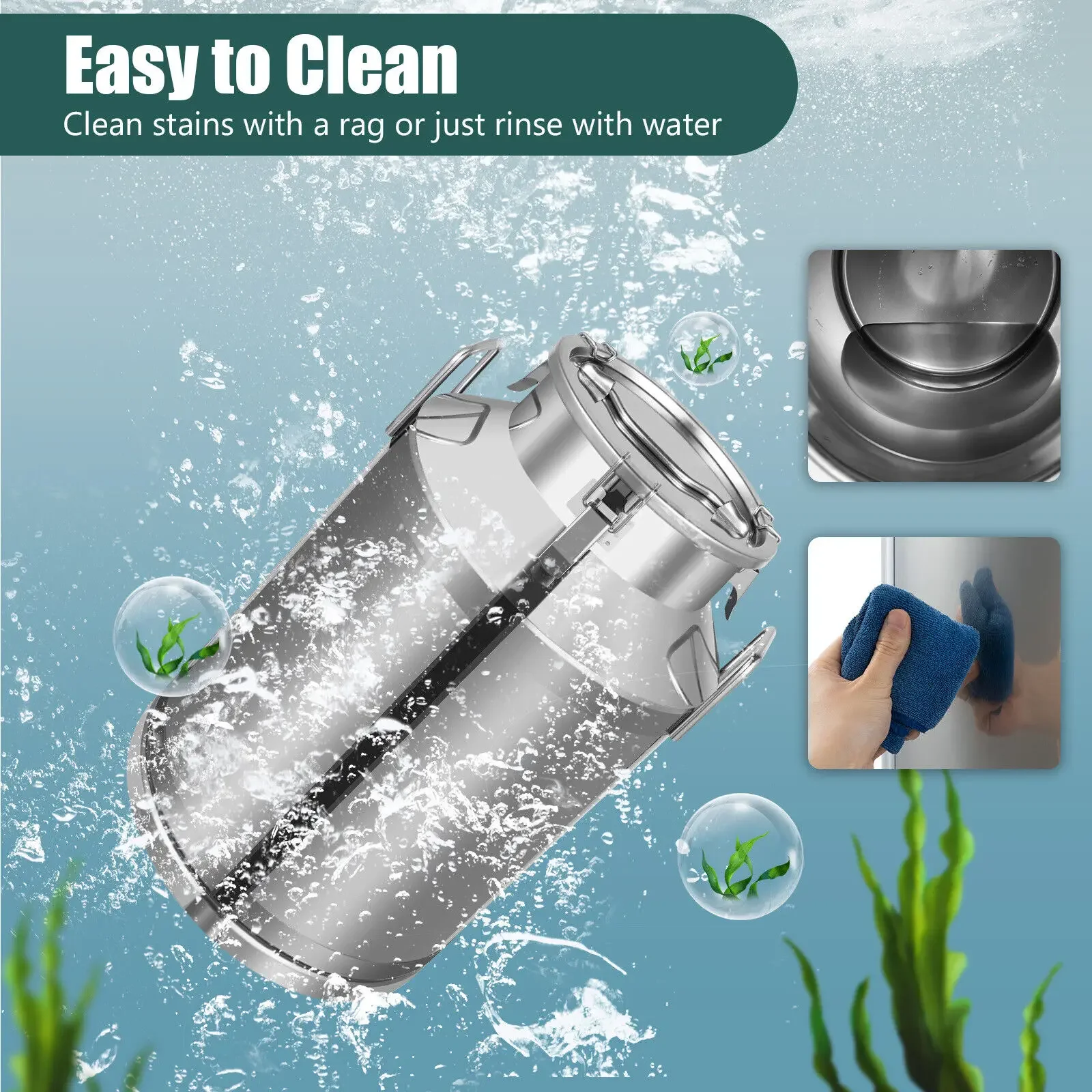 ​ ​ 60L الفولاذ المقاوم للصدأ الحليب يمكن تخمير برميل التخزين مع 3 أبازيم الختم حلقة السيليكون للمنزل المشروب النبيذ البيرة الأرز الحبوب ​ ​