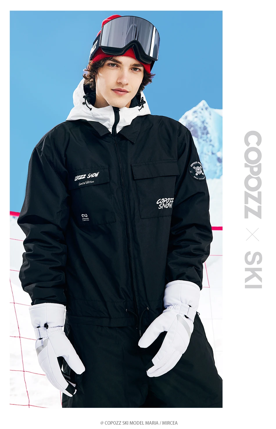 COPOZZ Neue Winter-Skihandschuhe für Damen und Herren, winddicht, warm, wasserdicht, Touchscreen-fähig, rutschfest, für Snowboard, Schneemobil, dicke Skihandschuhe – Detail 12