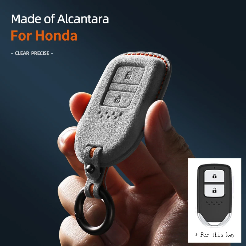 

Alcantara Car Key Case Cover Interior Accessories For Honda CRV CR-V Fit Civic Accord HR-V HRV XR-V Holder Keychain