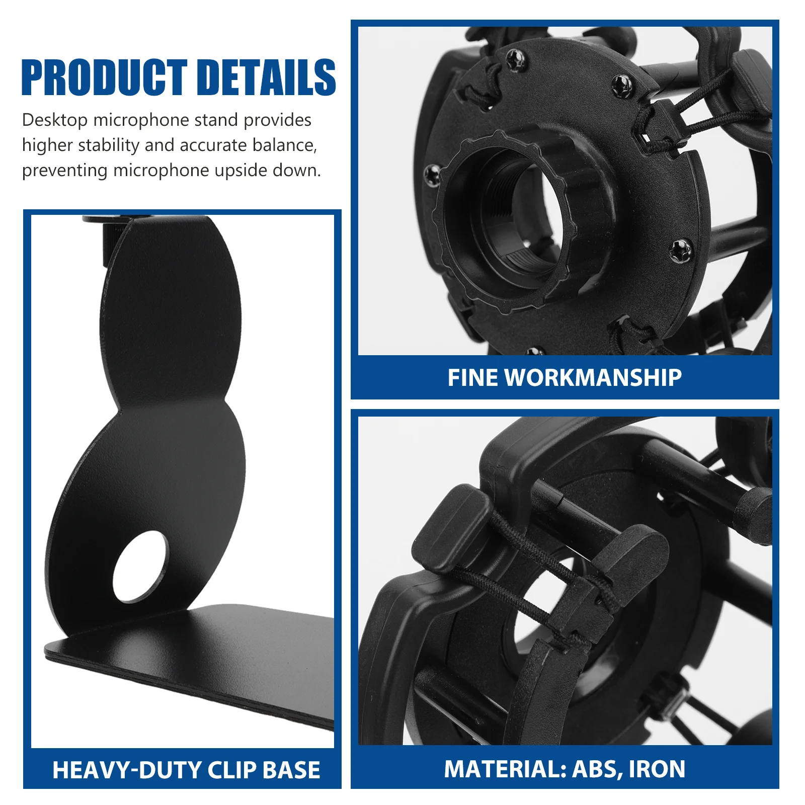 

1Set Desktop Live Microphone Stand Clamp Multi-Functional Table Mount Clip Sturdy Mic Holder Base for Office Dorm Store