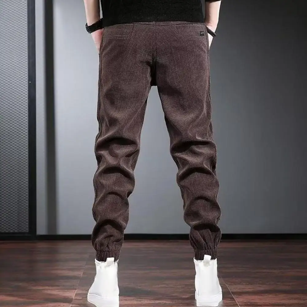 

Men Fleece Pants Thick Plush Drawstring Men's Sweatpants with Elastic Waist Ankle-banded Streetwear Design Soft Warm for Sports