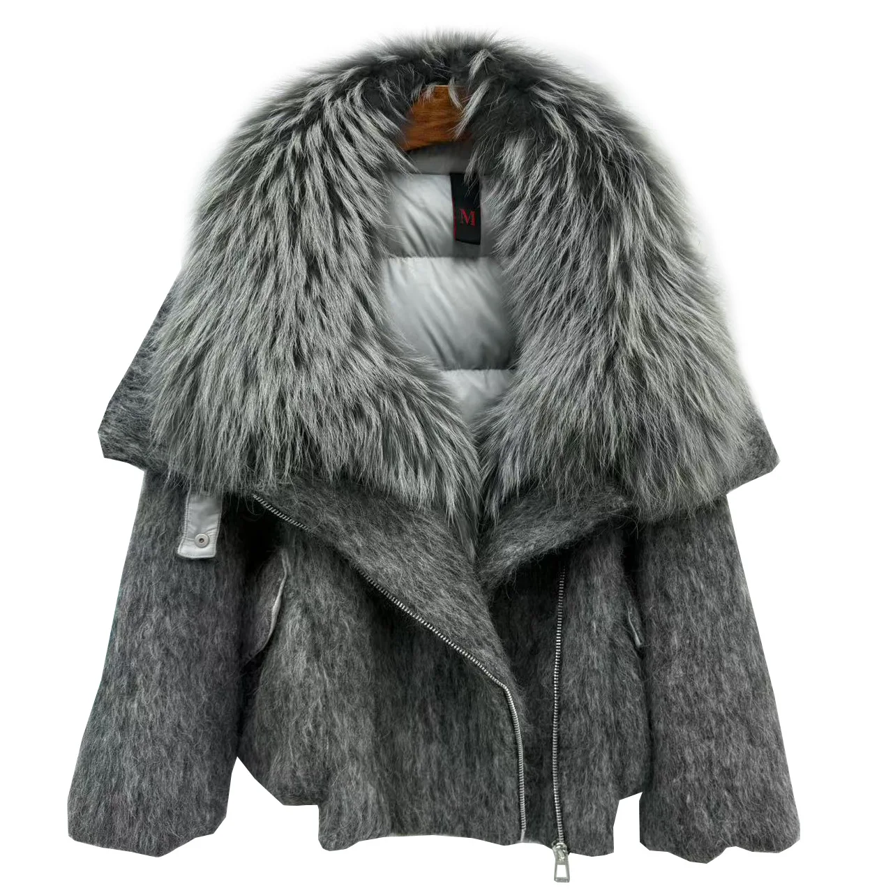 

Европейская версия новой кашемировой куртки с воротником-стойкой для зимы 2025 года, женская укороченная утепленная куртка в стиле знаменитостей