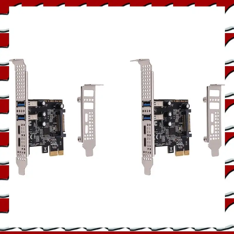 T35C 2X PCI Expansion Card 4-Ports (Type-C+A) USB 3.2 Expansion Card 5Gbps High Speed Hub Driver-Free For Desktop Computer
