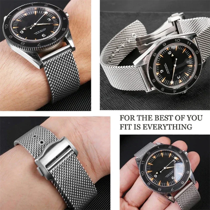 Heimdallr Mesh Strap for NTTD Sea Ghost Master Watch Strap Stainless Steel Flat-end Universal 20mm Bracelet Steel Watchband