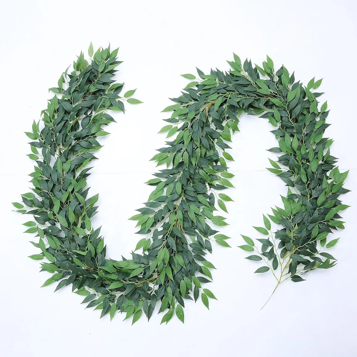 YeeNanee 2pcs Artificial Italian Ruscus Vines Silk Willow Greenery Garlands for Wedding Arch Table Centerpieces Room Decor