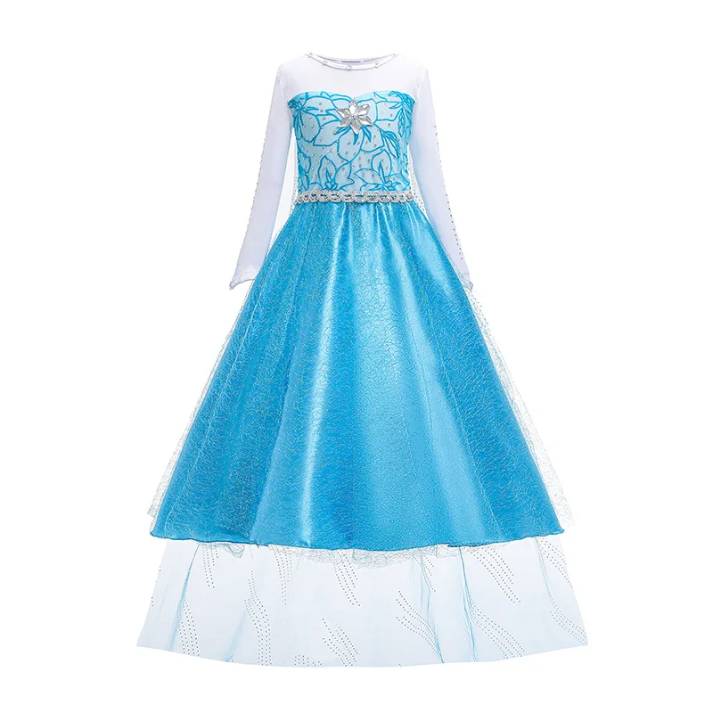 Summer 2025 Fancy Girl Snow Queen Princess Elsa Dress Long Cloak Carnival Disguised Children's Masquerade Birthday Party Clothes