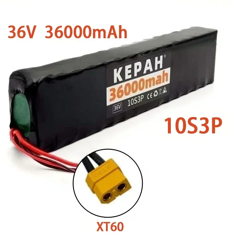 10S3P 36V lithium battery pack  36000mAh Rechargeable Lithium Battery Pack 1000W Power Modified Bicycle Electric Scooter  +BMS