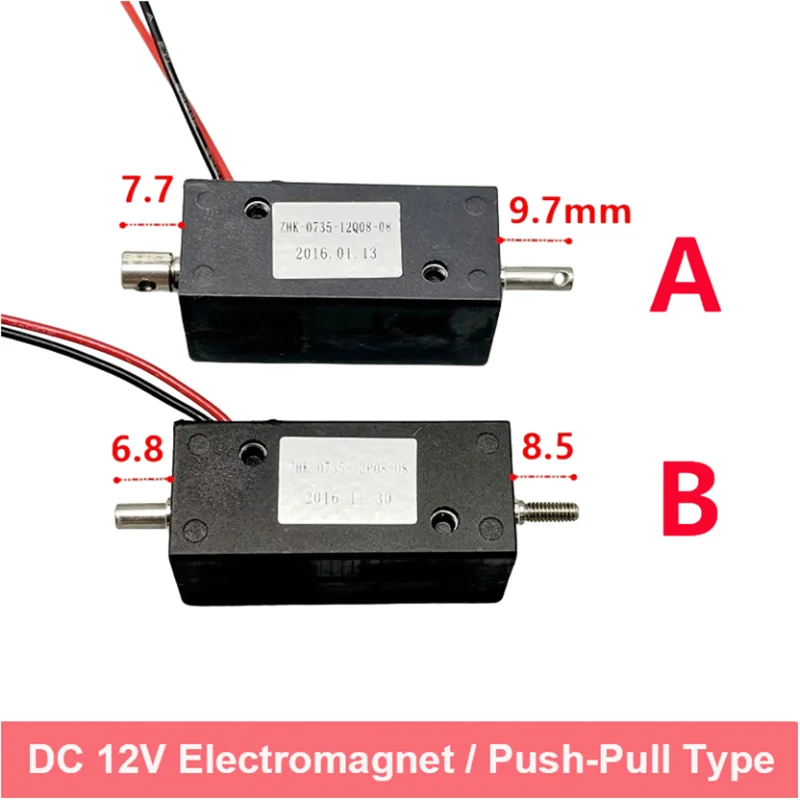 ZHK-0735 DC12V Mini DC solenoide elettromagnete Micro aspirazione autoportante tipo Push-Pull piccolo 16mm * 18mm solenoide elettrico magnete