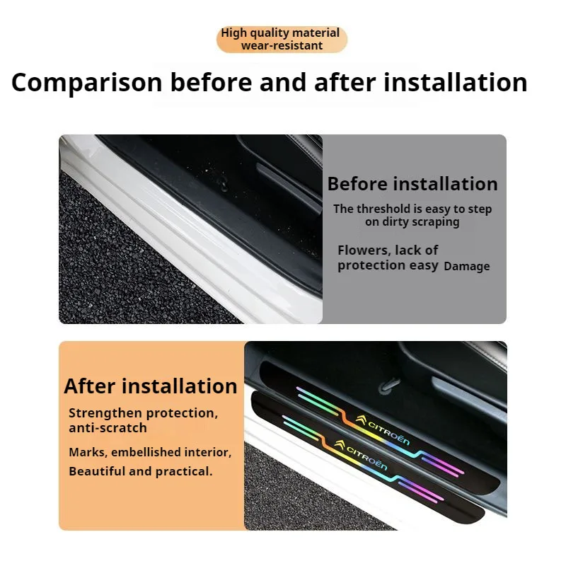 รถเลเซอร์ประตูSill Anti Scratchสติกเกอร์รถประตูเกณฑ์สําหรับCitroen C4 C3 C5 C1 Berlingo C-Elysee C4-Picasso Aircross
