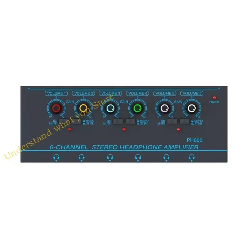 

J60A GAX-PX600 6Channel Stereo Headphone Amplifier Ultra-Compact Stereo Amplifier Metal Stereo Amplifier Mono/Stereo Button