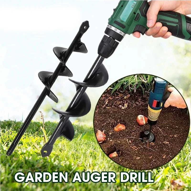 Black Home Yard Garden Flower Plant Farm Planting Auger Digger Twist Spiral Bit Digging Holes Drill Bit Tools