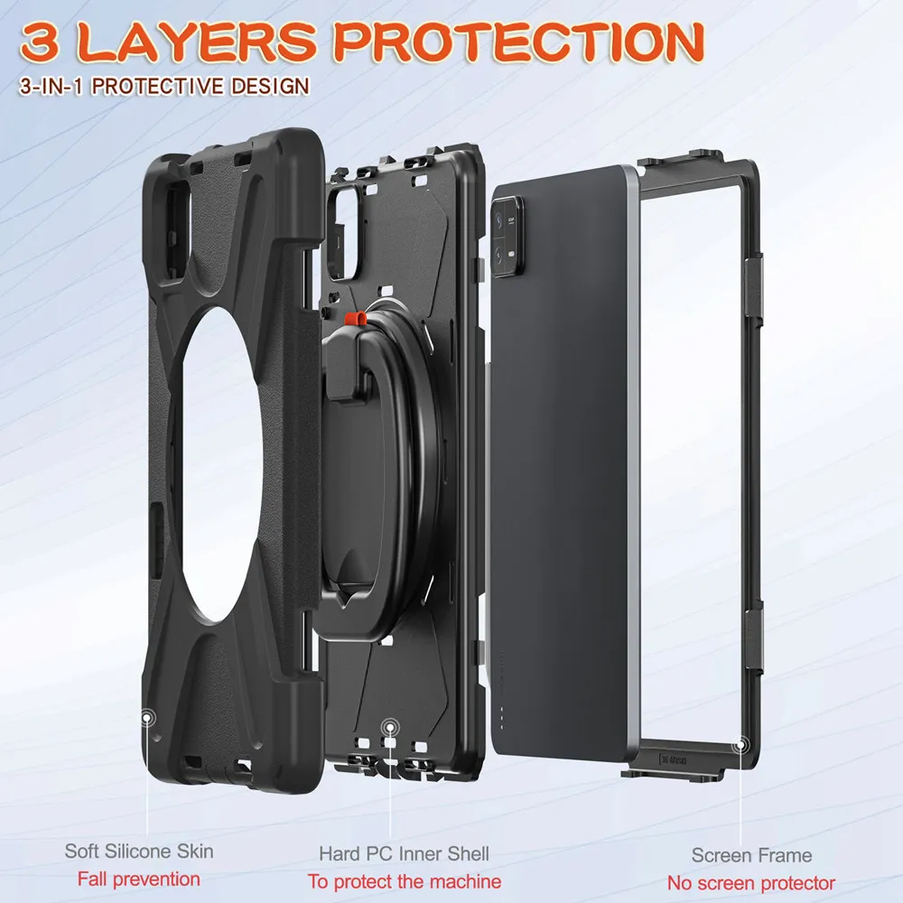 حافظة آمنة للأطفال مضادة للصدمات + حافظة حماية من السيليكون بحزام الكتف لهاتف Xiaomi Pad 6 Pad6 11 بوصة 2023 #4