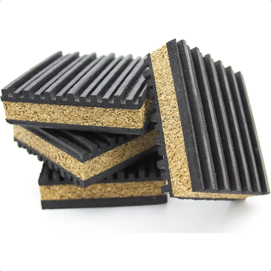 مجموعة وسادات عزل مطاطية وفلين مضادة للاهتزاز مكونة من 4 3 بوصة × 3 بوصة × 7 8 بوصة #1