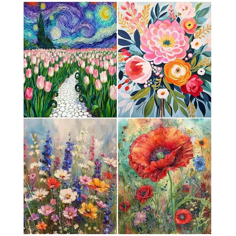 

GATYZTORY Acrylic Painting By Number Poppy Flowers DIY Drawing By Numbers On Canvas Paint For Painting Art Diy Gift Home Decor