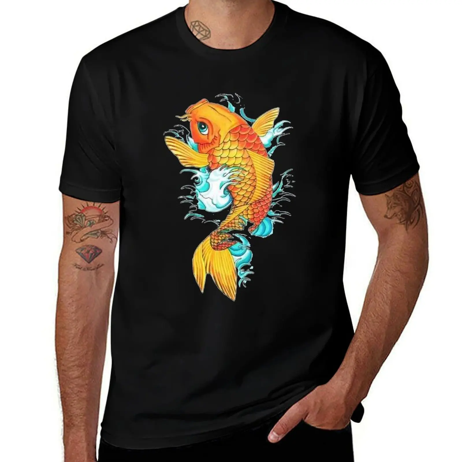 Koi fish T-Shirt summer top vintage clothes compression shirt men