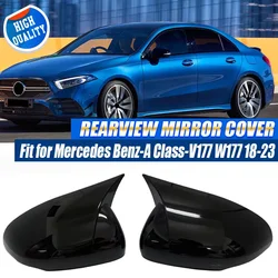 메르세데스 벤츠 w177 A200 A220 A250 A35 A45 AMG 2019-2023 옥스 혼 미러 커버 캡 자동차 액세서리 용 자동차 백미러 커버