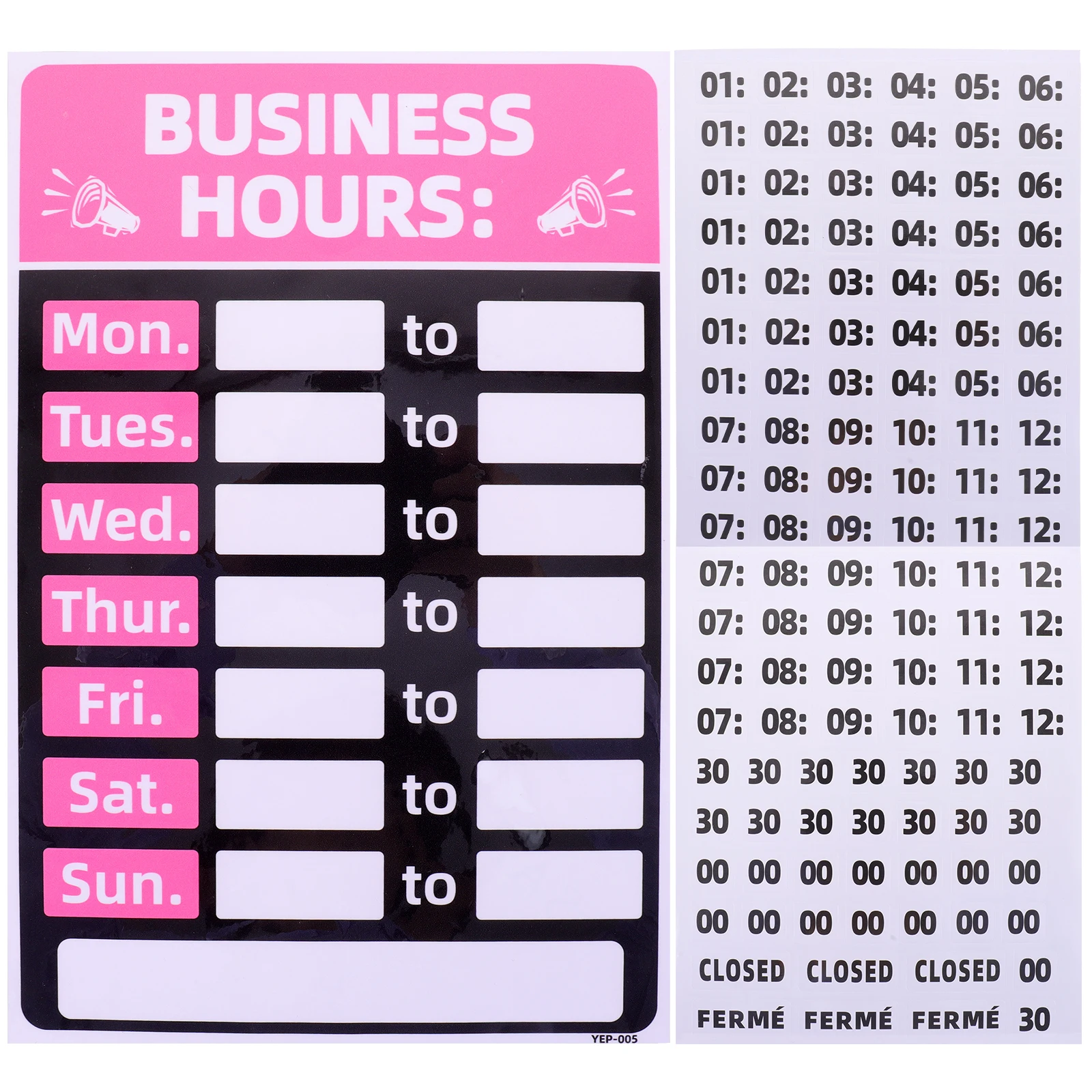 

2Pcs Adhesive Hour Signs Writable Operation Hours Sign Stickers for Cafe Shop Bakery Coffee Shop Business Hours Sign