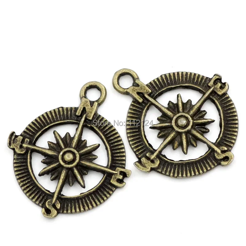 450Pcs Pendants Compass Bronze Tone Charms Jewelry DIY Making Findings 30x25mm(1 1/8
