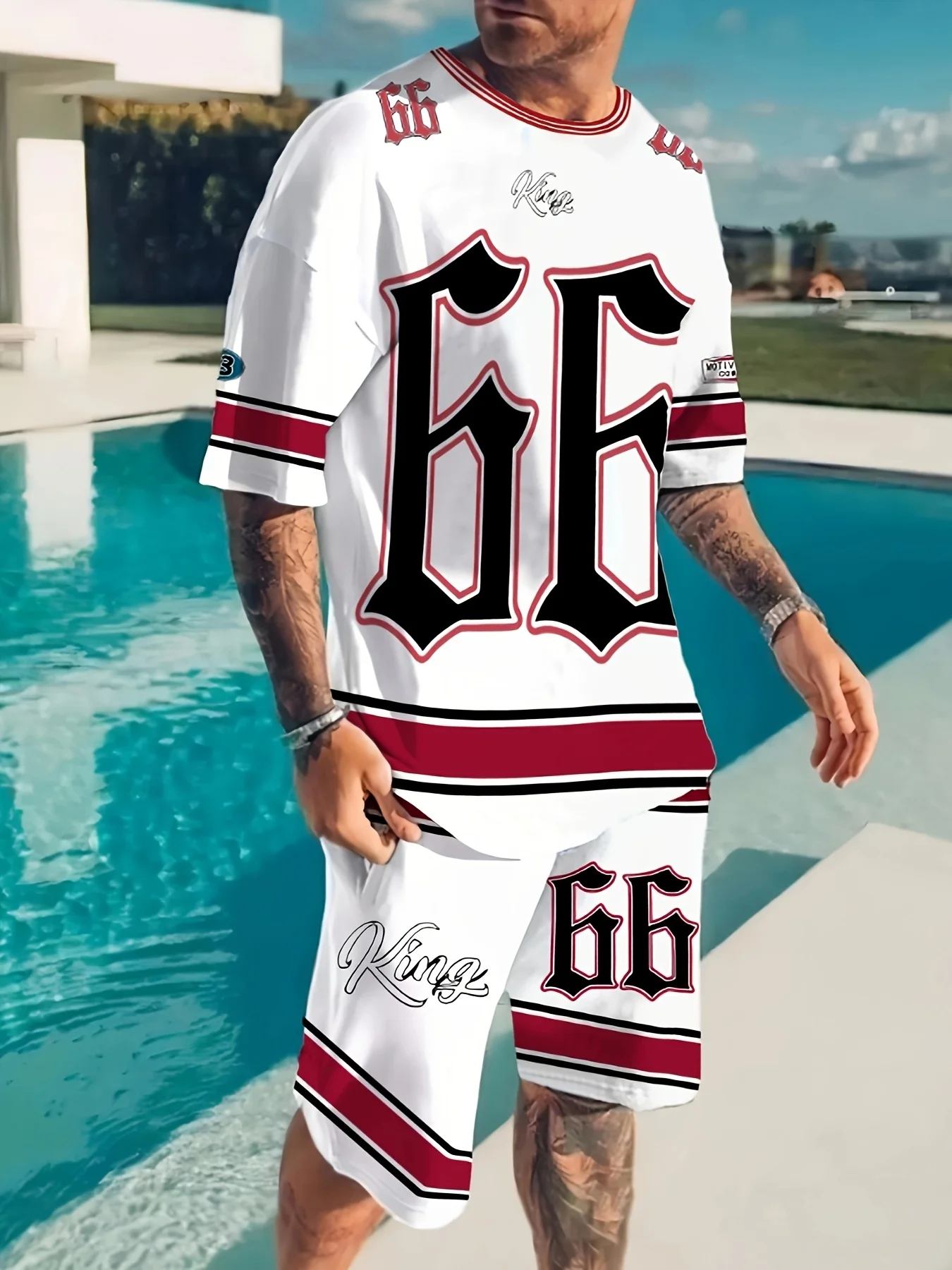 2025 fashion Men's casual sports suit Hip hop street style Round neck T-shirt and shorts 3D printed T-shirt shorts set 