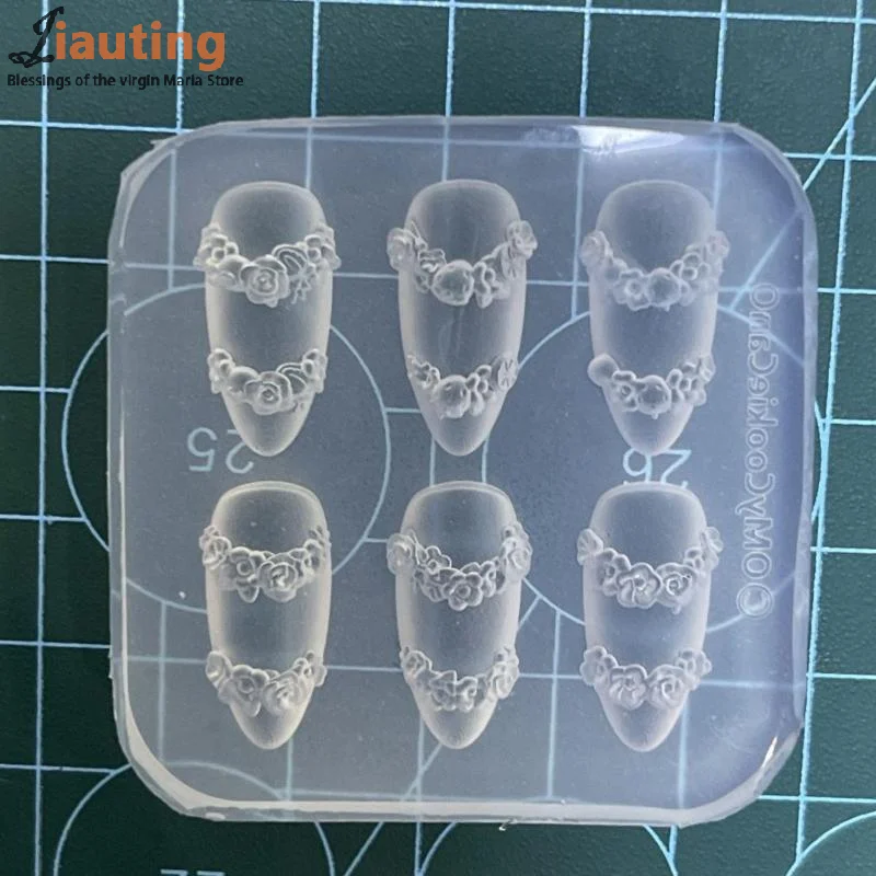 Molde de silicona transparente para decoración de uñas, hebilla de cinturón, flor, mariposa, trébol de cuatro hojas, molde para decoración de uñas 3D, plantilla de manicura
