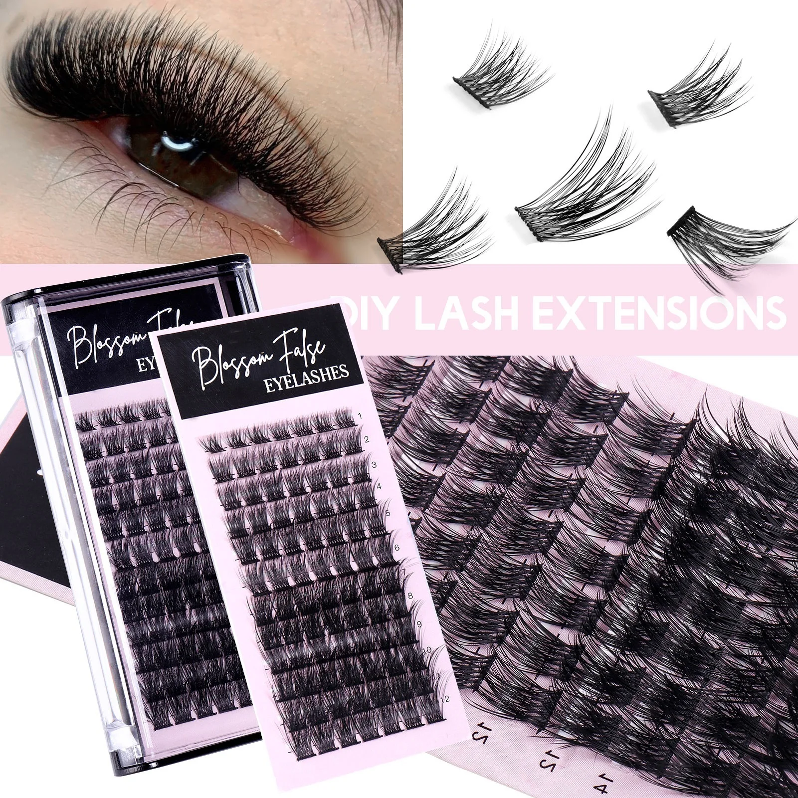 

Slender & Dense Grafted Eyelashes Soft Curly Handmade Reusable 84 Clusters DIY Segmented Lashes Extensions