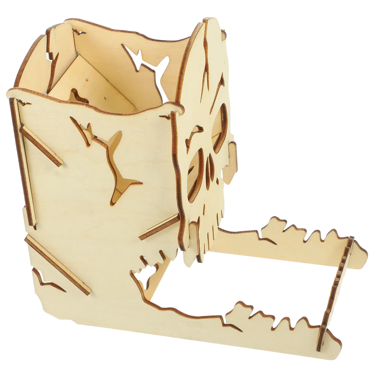 Wooden Skull Tower Handcrafted Smooth Surface Lightweight No Protrusions Large Capacity Rolling Prop for Gaming
