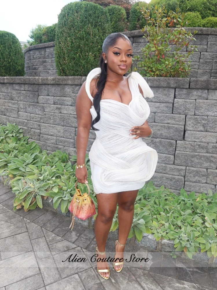 Designed Ruched White Mini Birthday Dress For Black Girls Homecoming Gowns Prom Dress Vestidos De Festa Customized