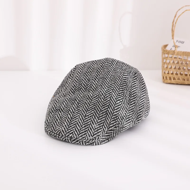 2-5 Years Old Kids Wool Tweed Flat Cap Herringbone Boy Girl Newsboy Caps Infant Toddler Child Youth Beret Hat Ivy Gatsby Cap