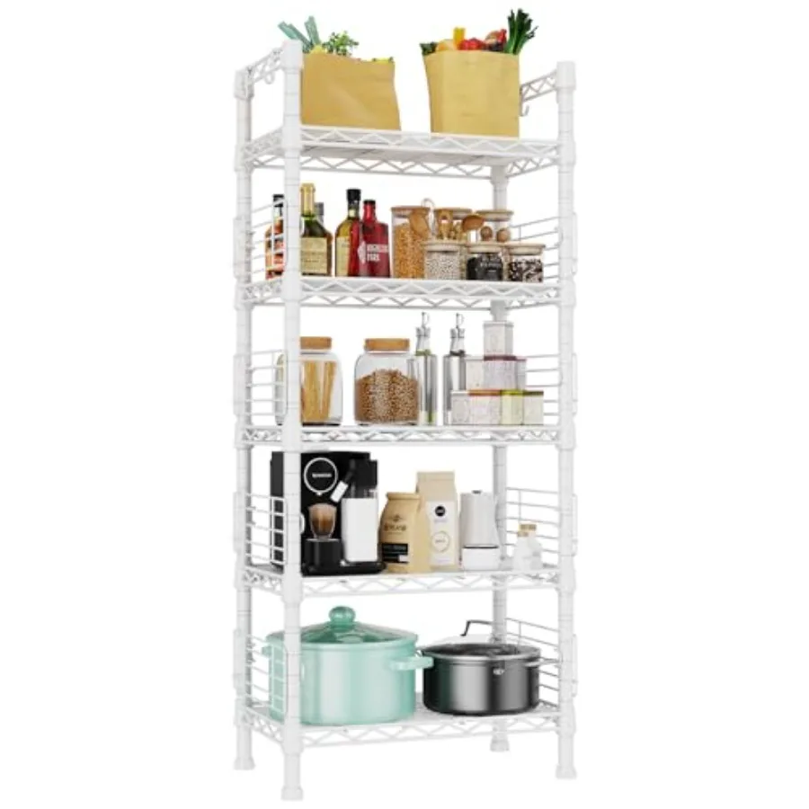

Metal Storage Rack for Kitchen Bathroom Living Room Balcony and Garage White 5-Tier Narrow Shelf 21.2 W x 9.4 D x 59.2 H 400lbs