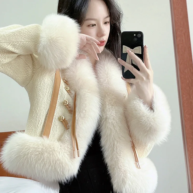 Fox Fur Fur All-in-One Fur Jacket Women Overcoat 2023 Winter Fur Pie Overcome Female Top Fashion Loose Warm Parka Outwear Casaco